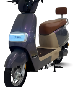 Galaxy Purple Electric Scooter Dubai with Brown Leather Seat and LED Lights